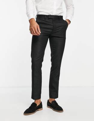 Topman skinny jacquard trousers in black  - ASOS Price Checker