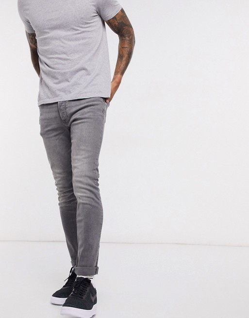 Topman organic cotton skinny jeans in mid grey