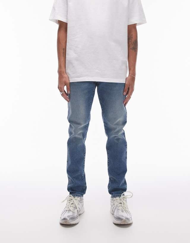 Topman - skinny jeans in mid wash blue