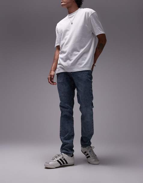 Topman - Skinny jeans in vintage blauw met donkere wassing - view 1