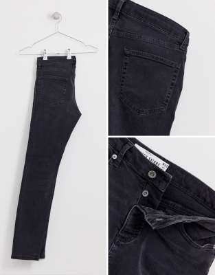 washed black stretch skinny jeans