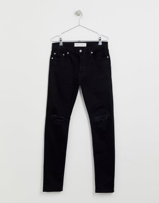 black skinny jeans with knee slits