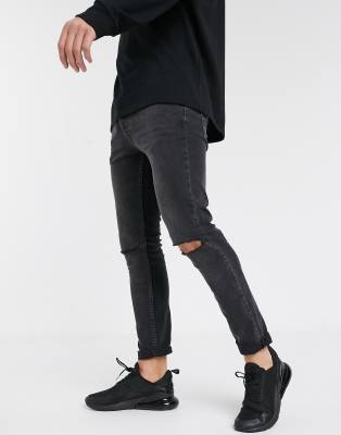 black skinny jeans with knee slits