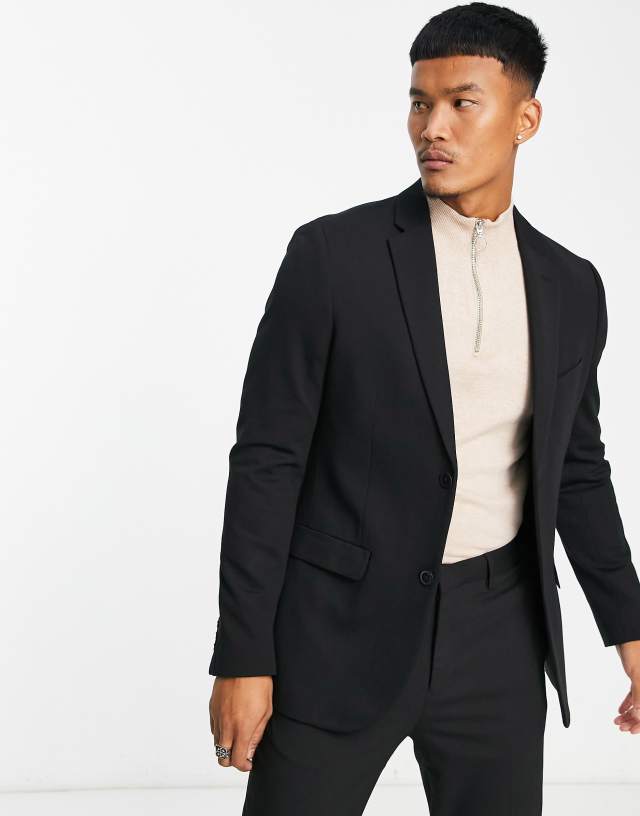 Topman - skinny jersey blazer in black