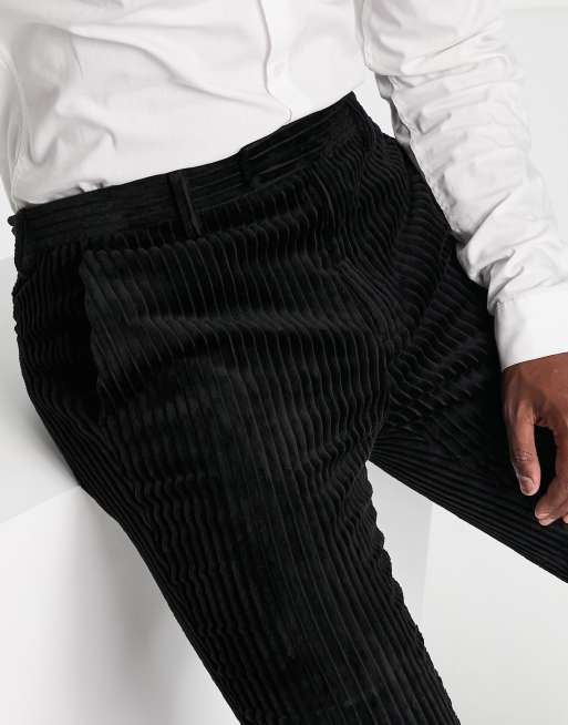 Topman skinny jumbo cord suit pants in black, 3 of 4