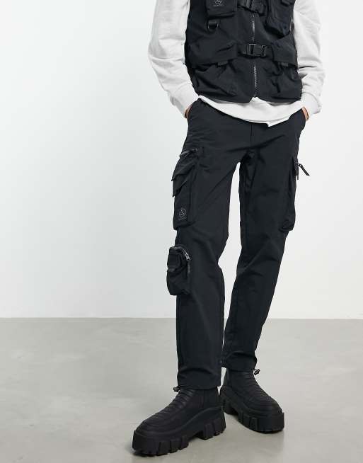 Topman vest and cargo pants set in black, 2 of 3