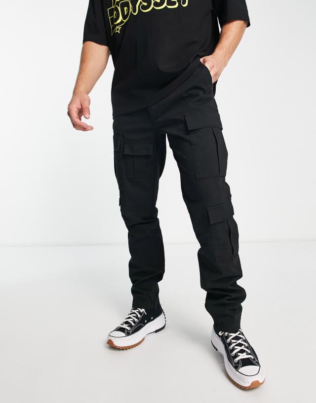 Topman - skinny multi pocket cargo trousers in black