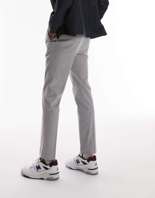 Topman - Skinny nette broek met elastische tailleband in lichtgrijs, 2 van 4