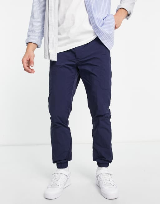 Topman skinny nylon cargo trousers in navy