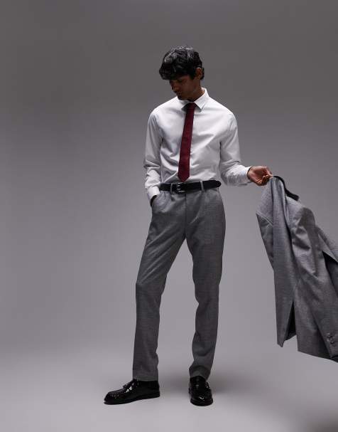 Topman - Skinny pantalon met textuur in grijs - view 1