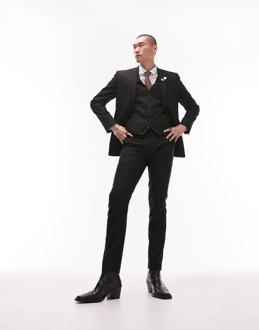 Topman - Skinny pantalon met textuur in zwart, 4 van 5
