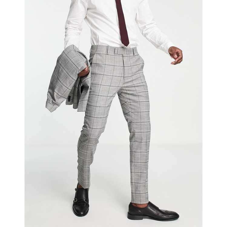 Topman skinny plaid wedding suit pants in black and white | ASOS
