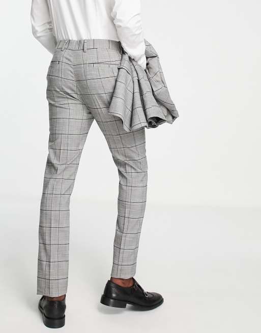 Topman skinny plaid wedding suit pants in black and white ASOS