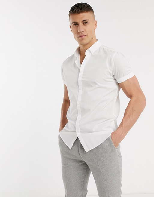 Topman skinny shirt with in white