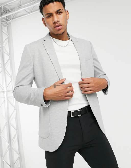 River Island Skinny Blazer In Gray Check, 44% OFF