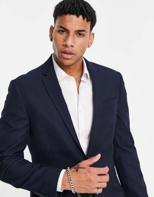 Topman - Skinny single breasted colbert in marineblauw, 3 van 4