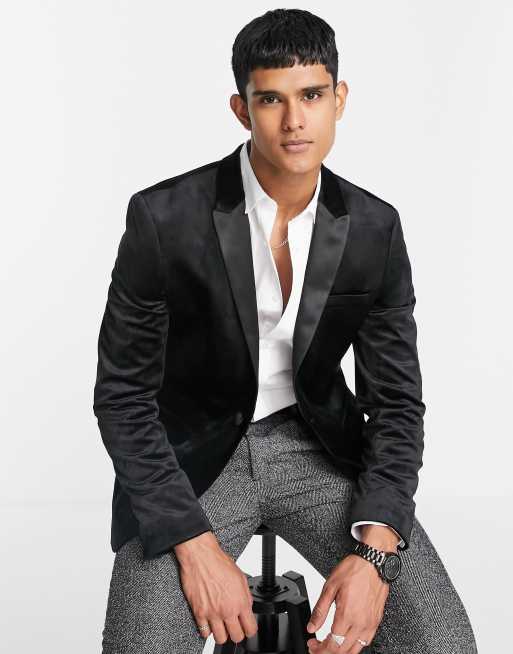 Black suede best sale suit jacket