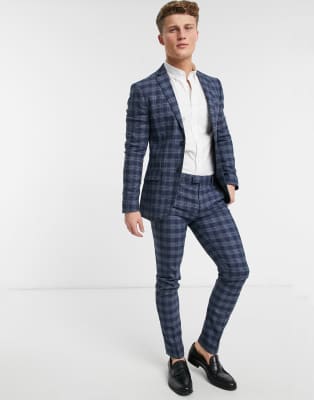 topman blue check suit