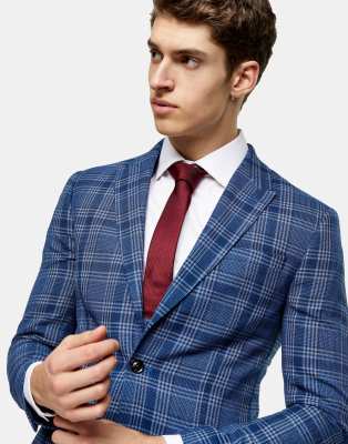 topman blue check suit