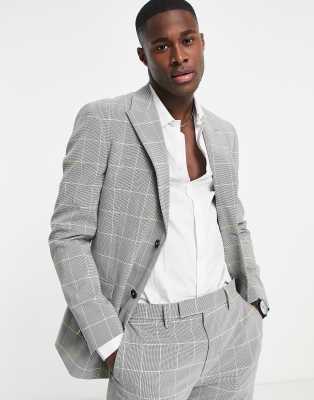 Shop Topman Skinny Single Breasted Suit Jacket In Gray And Lime Check