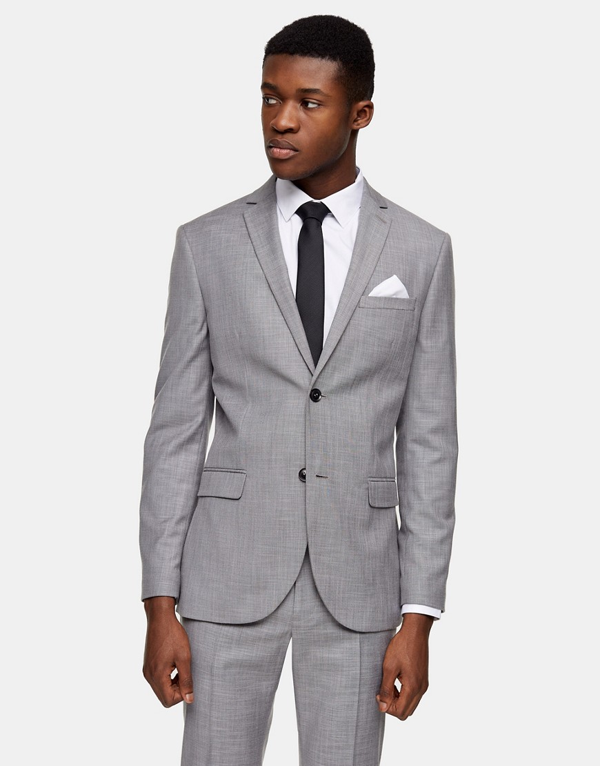 Topman skinny single breasted suit jacket in grey