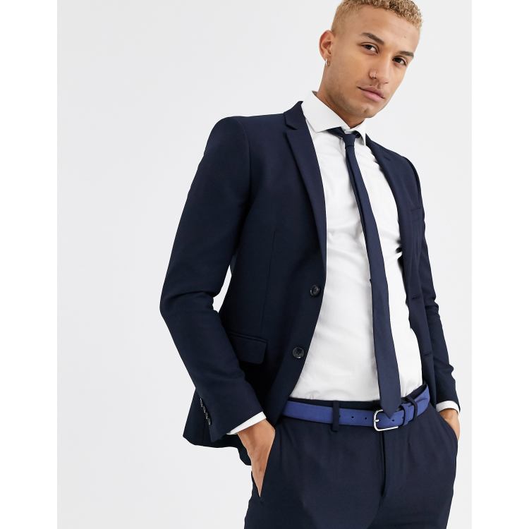 Navy Blue Slim Fit Suit Jacket