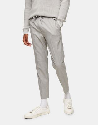Topman skinny smart jogger trousers in grey