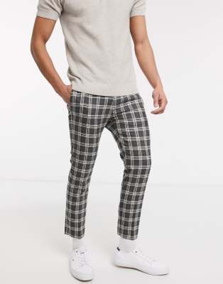 mens smart checked joggers