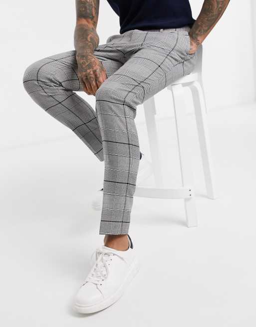 Topman skinny smart pants in black & white check | ASOS