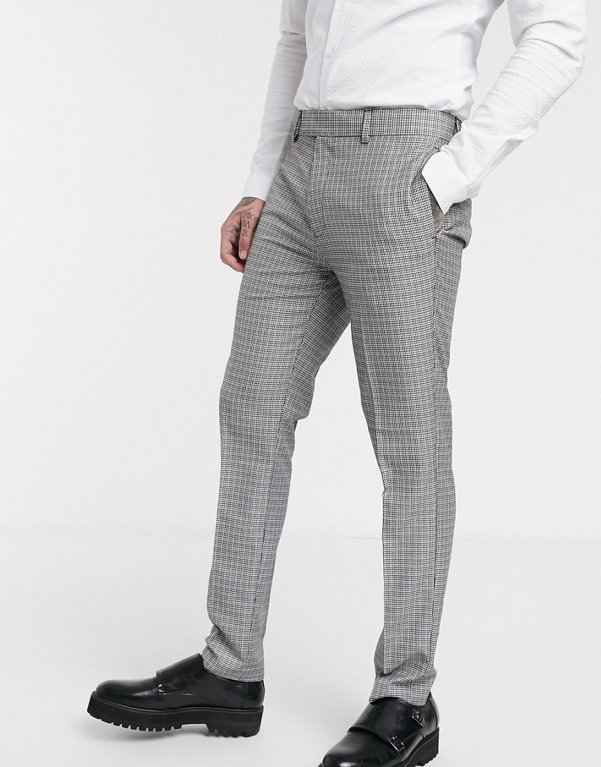 Topman skinny smart pants in blue & gray check