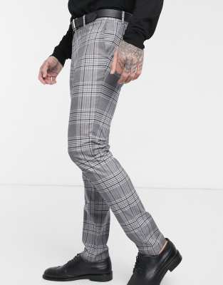 gray checkered trousers