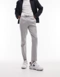 [Topman] Topman skinny smart pants with elastic waistband in light grey W32 L34 Grey