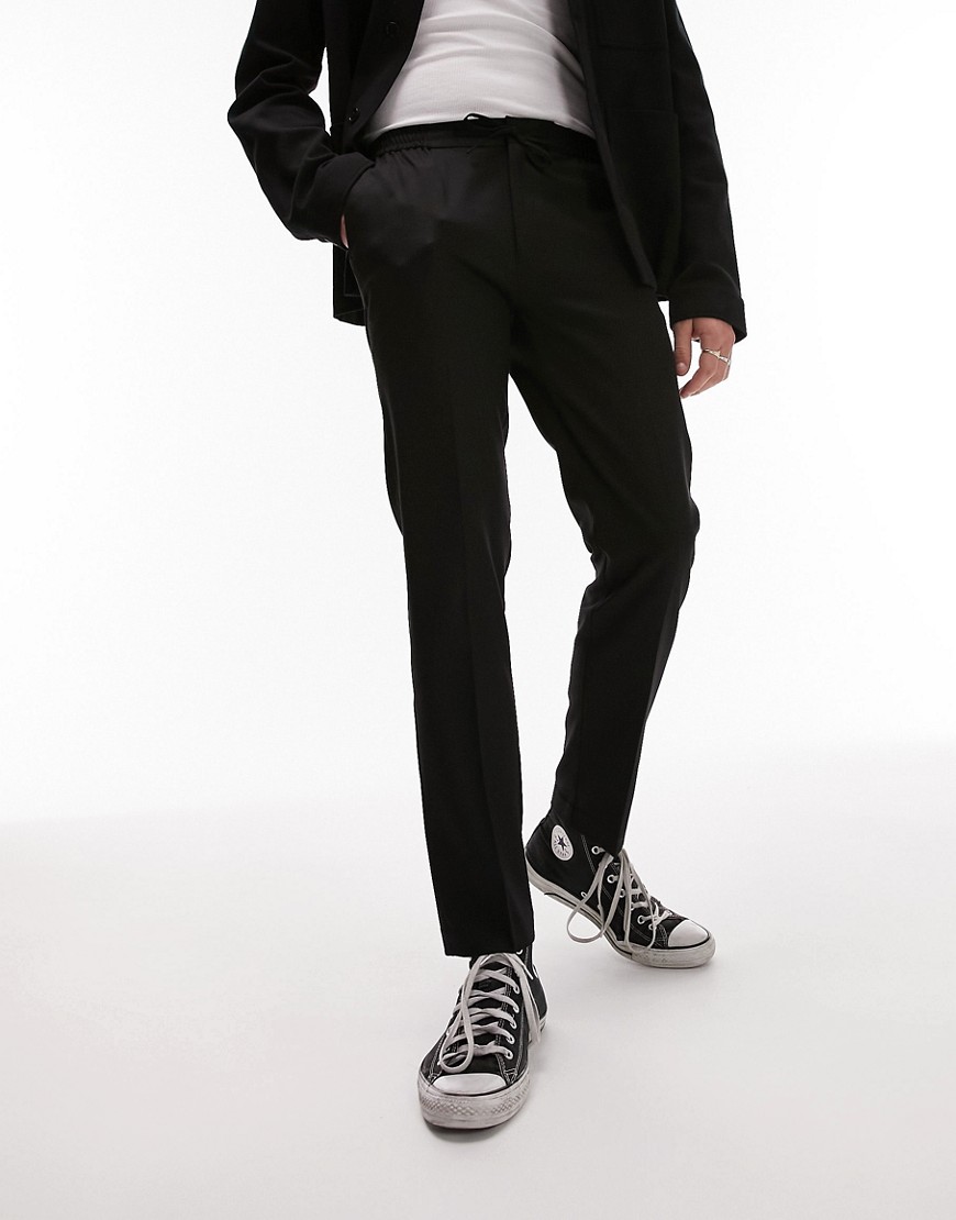 Topman Skinny Smart Pants With Elasticated Waistband In Black