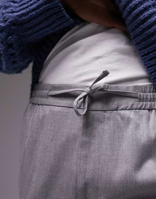 Topman skinny smart pants with elasticated waistband in light gray, 2 of 4