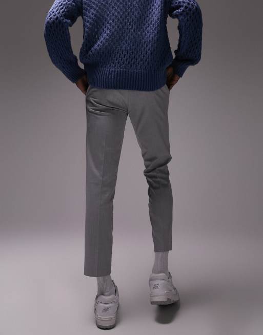 Topman skinny smart pants with elasticated waistband in light gray, 4 of 4