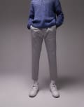[Topman] Topman skinny smart pants with elasticated waistband in light grey W28 L32 Light Grey