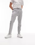 [Topman] Topman skinny smart pants with elasticated waistband in light grey W34 L32 Light Grey
