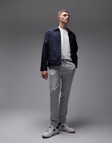 Topman skinny smart pants with elasticated waistband in light grey - view 1
