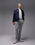 [Topman] Topman skinny smart pants with elasticated waistband in light grey W32 L34 Grey