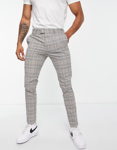 ASOS DESIGN super skinny smart pants in gray prince of wales check