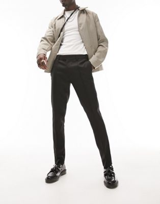 Topman skinny smart trousers in black