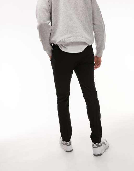 Topman skinny smart trousers with elastic waistband in black, 5 of 5