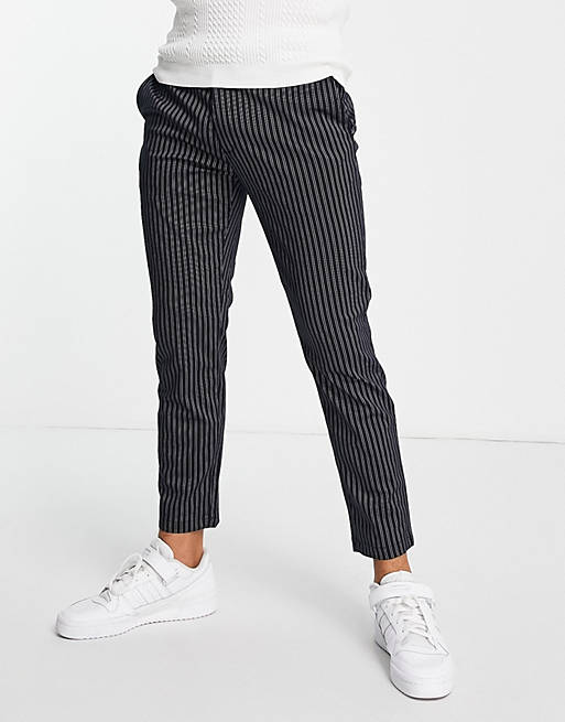 Trousers & Chinos Topman skinny stripe jogger trousers in navy 