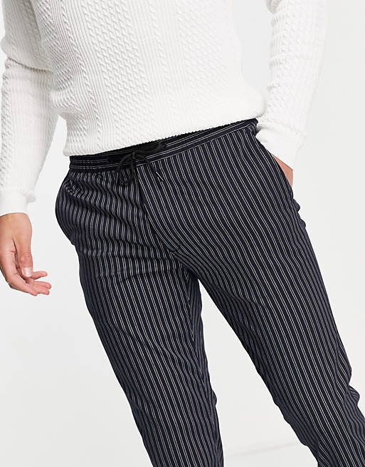 Trousers & Chinos Topman skinny stripe jogger trousers in navy 