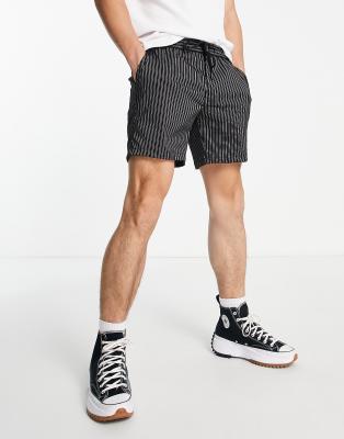 Shop Topman Skinny Striped Shorts In Black And White