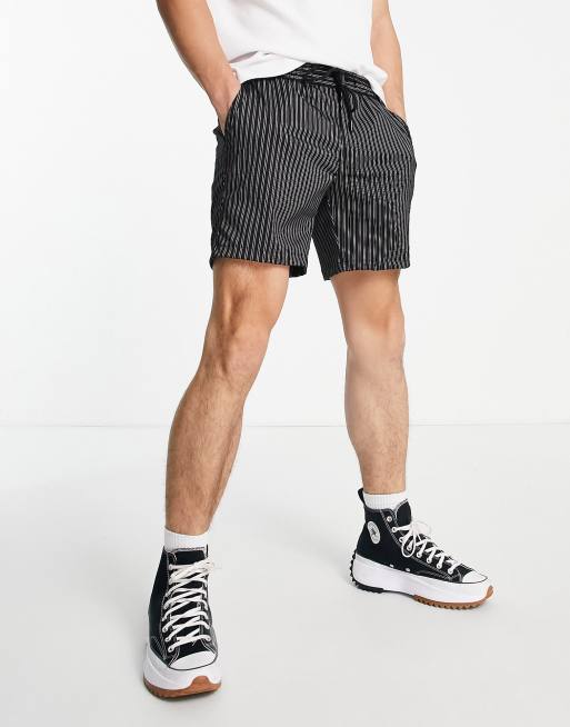 Black and white cheap pinstripe shorts