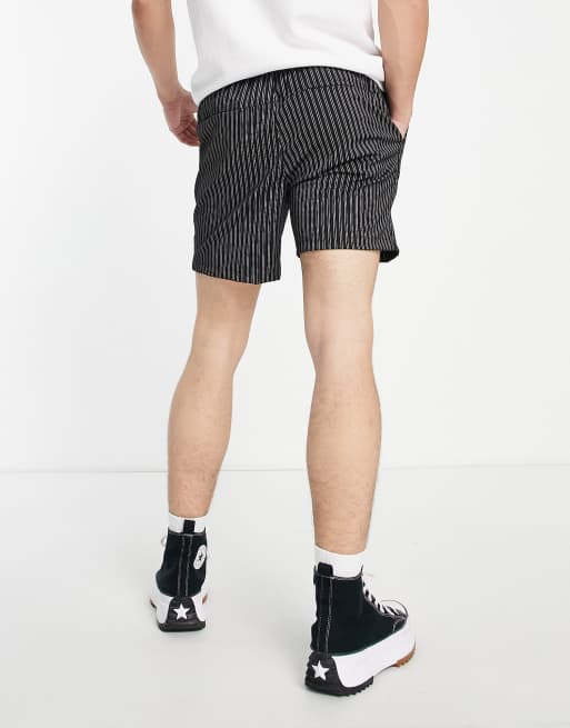 Topman skinny striped shorts in black and white ASOS