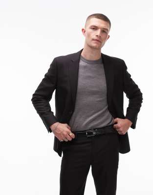 skinny suit jacket in black