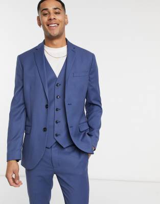 Topman skinny suit jacket in blue