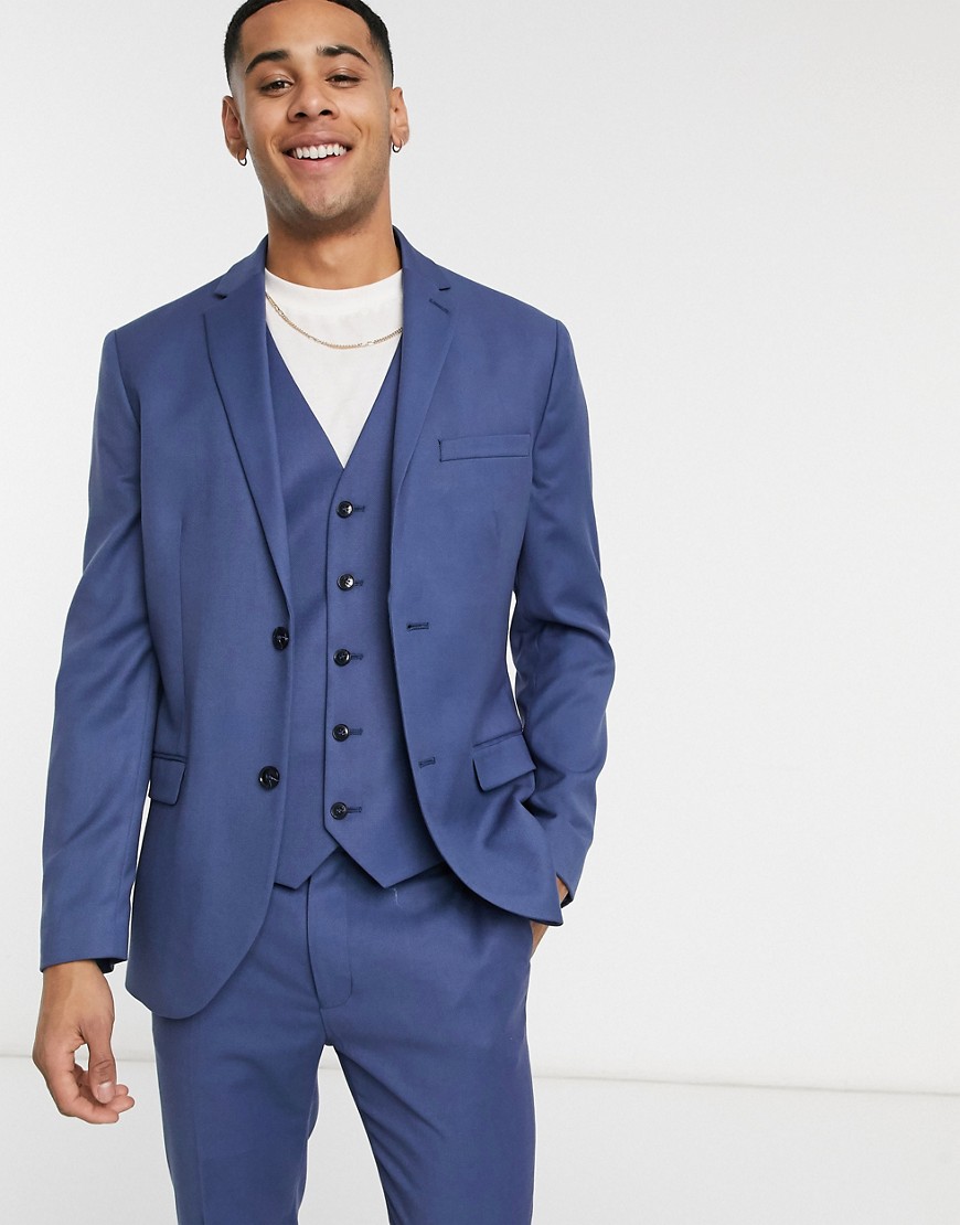 Topman skinny suit jacket in blue